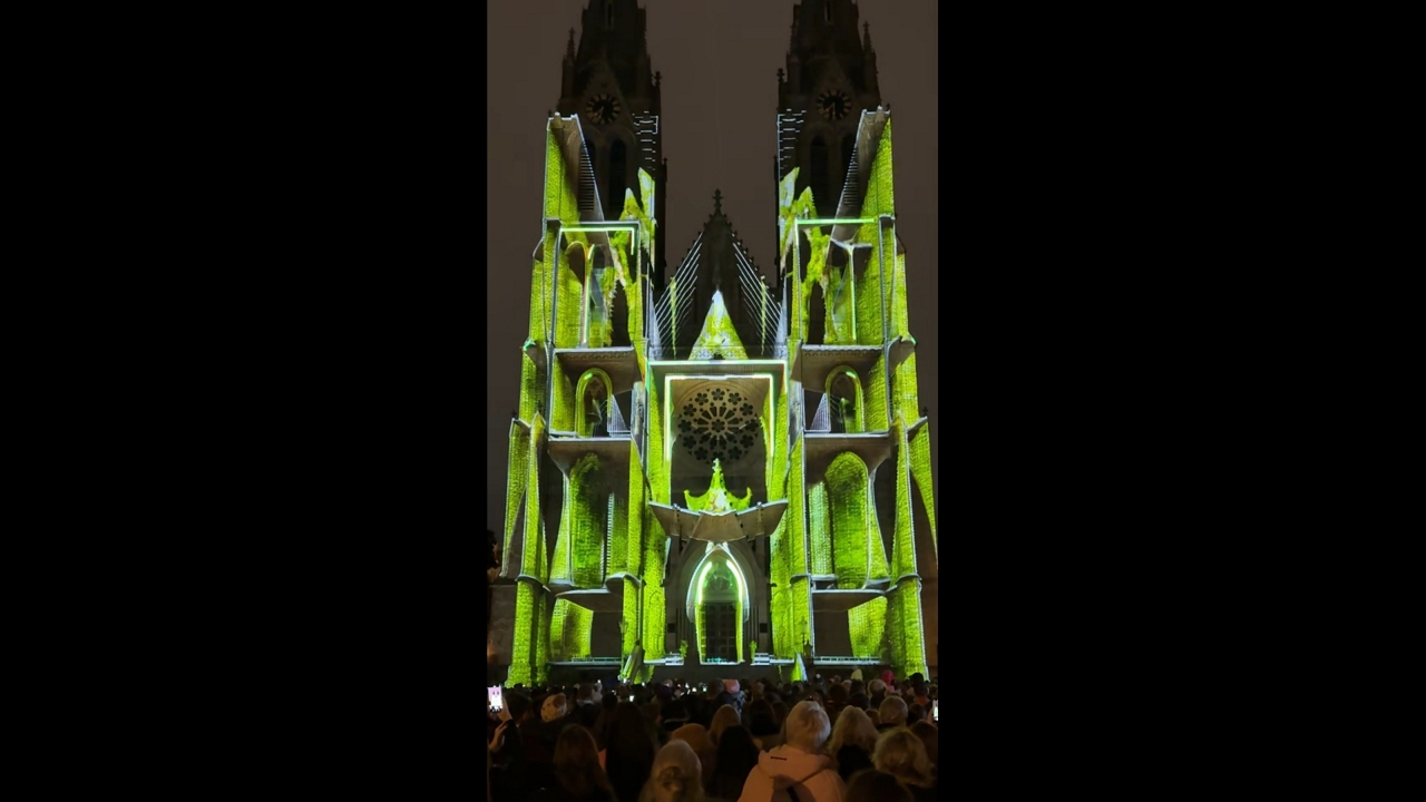 Light‑art spectacle on Peace Square at Prague’s Signal Festival in Prague, Czech Republic