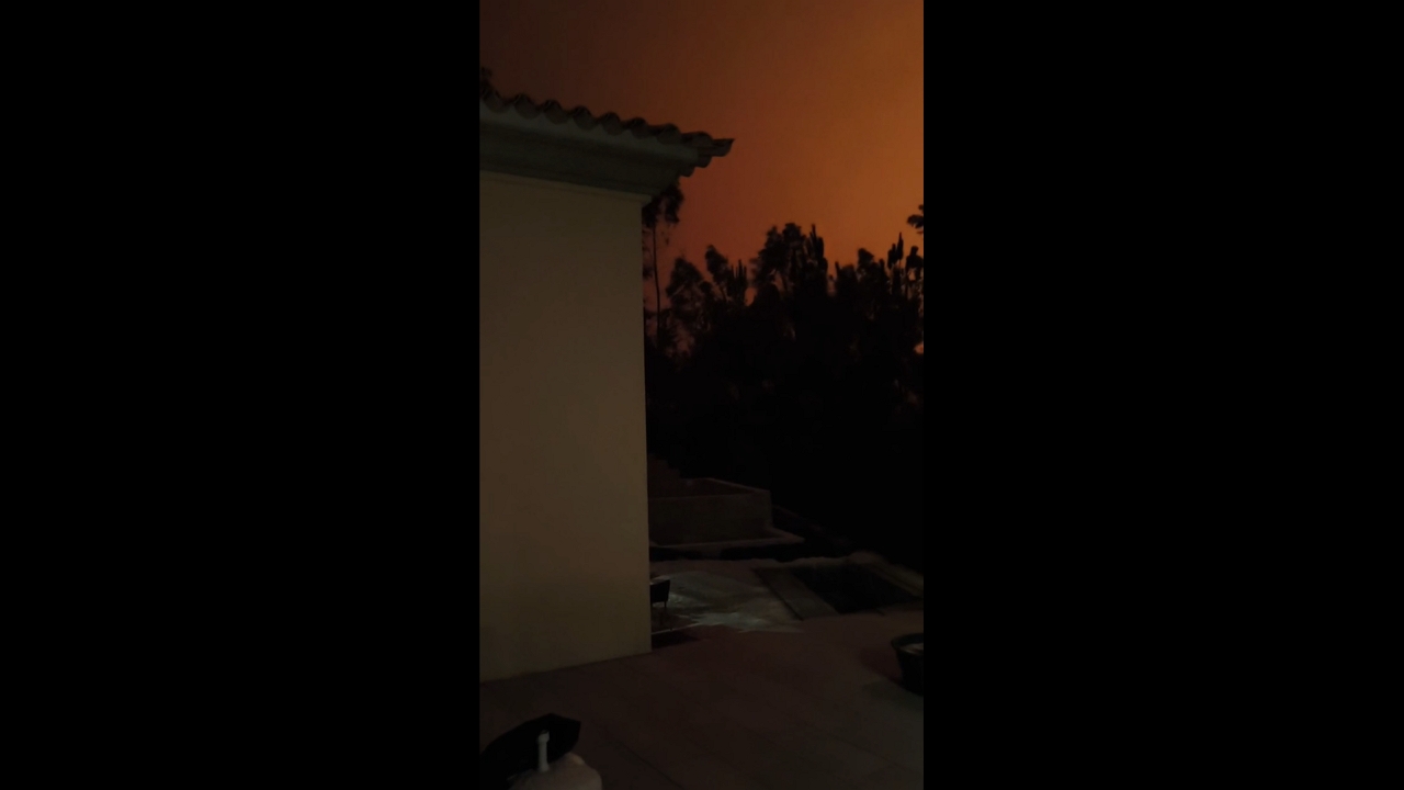 Wildfire lights up night sky in Águeda, Portugal
