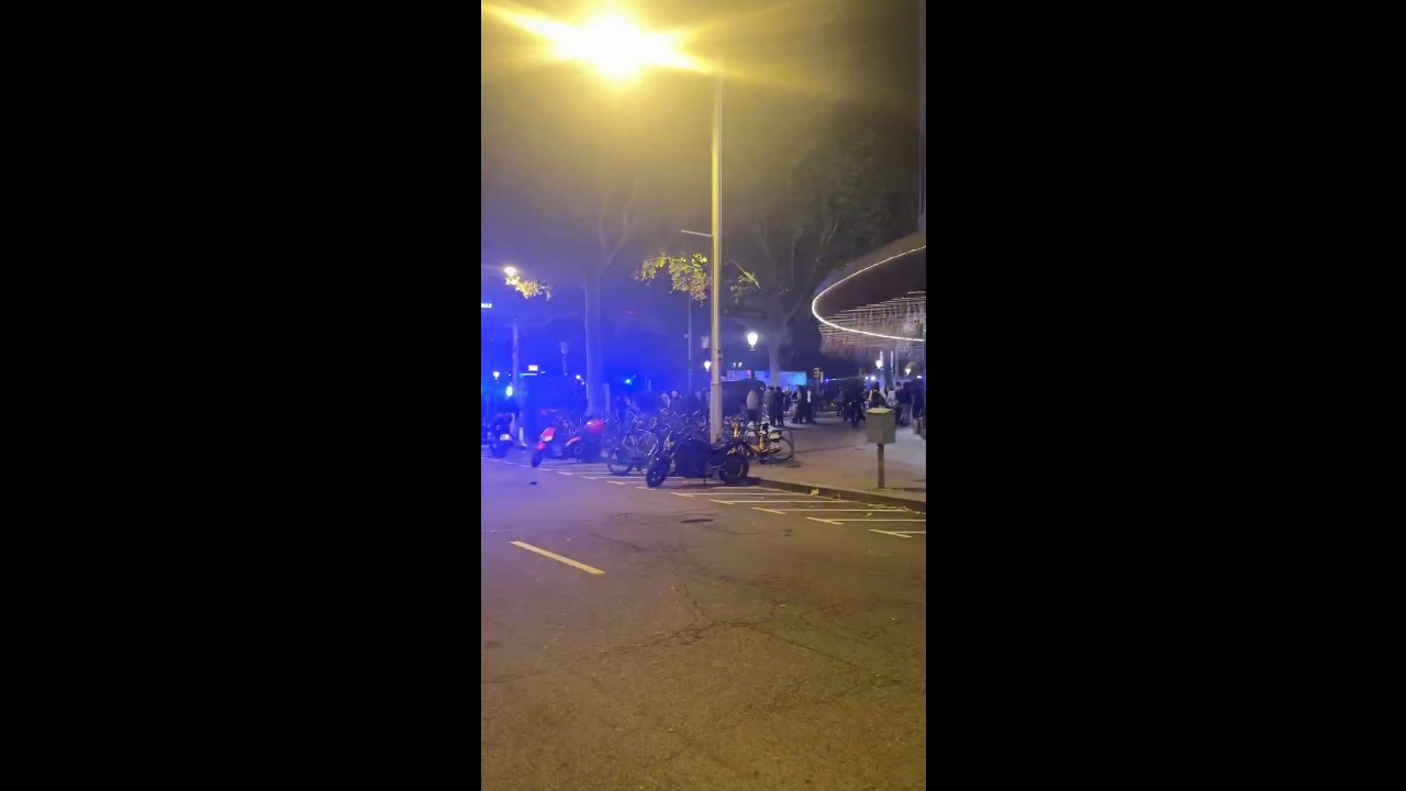 Police respond to violent clashes during youth protest in Barcelona, Spain