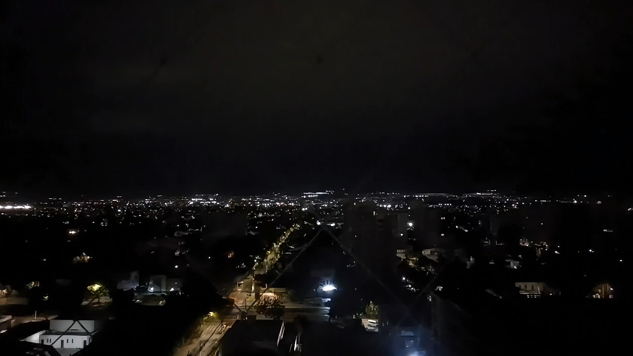 Powerful lightning bolts illuminate the night sky over Santiago, Chile