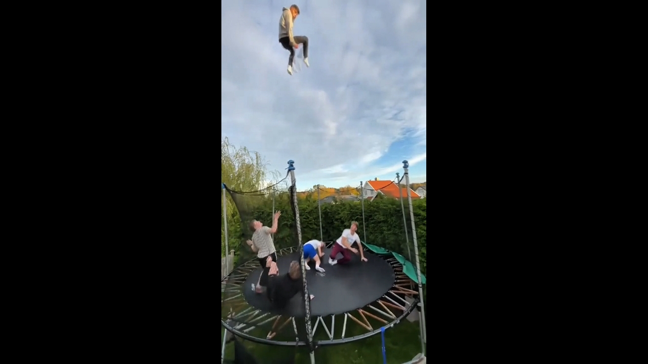 Man falls into gap beside trampoline after high bounce in Tønsberg, Norway