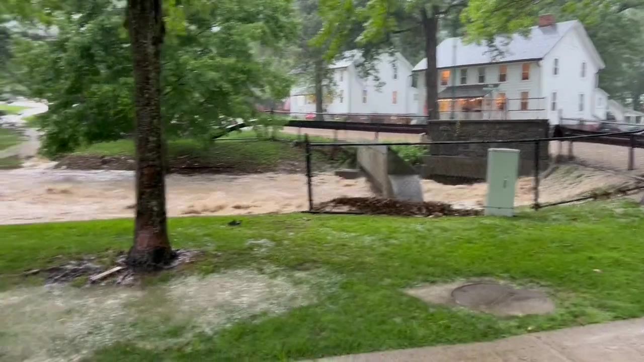 Intense rainfall unleashes torrential river in West Point, New York