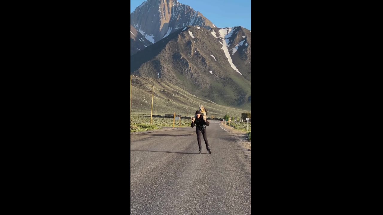 Skater dad and his prince passenger: speeding through California with a canine twist!