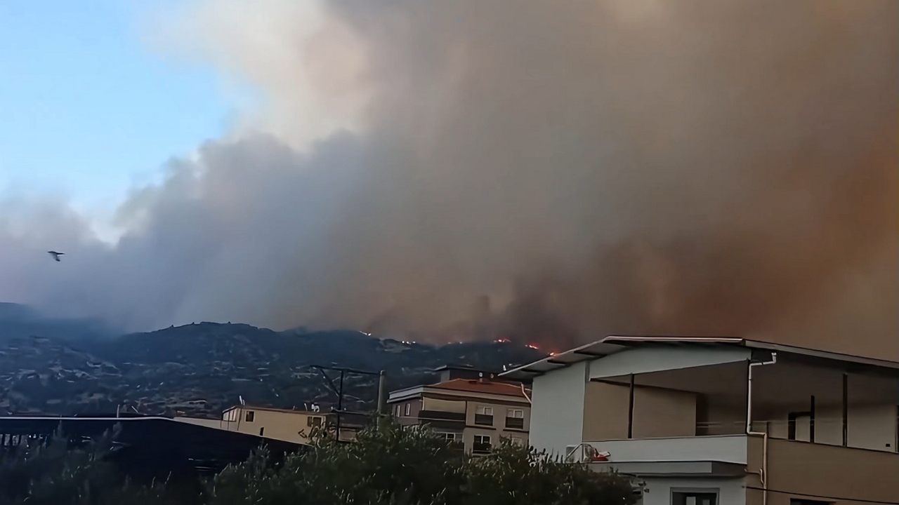 Wildfire spreads toward neighborhoods on Madran Mountain in Aydın in Çine, Aydın, Turkey