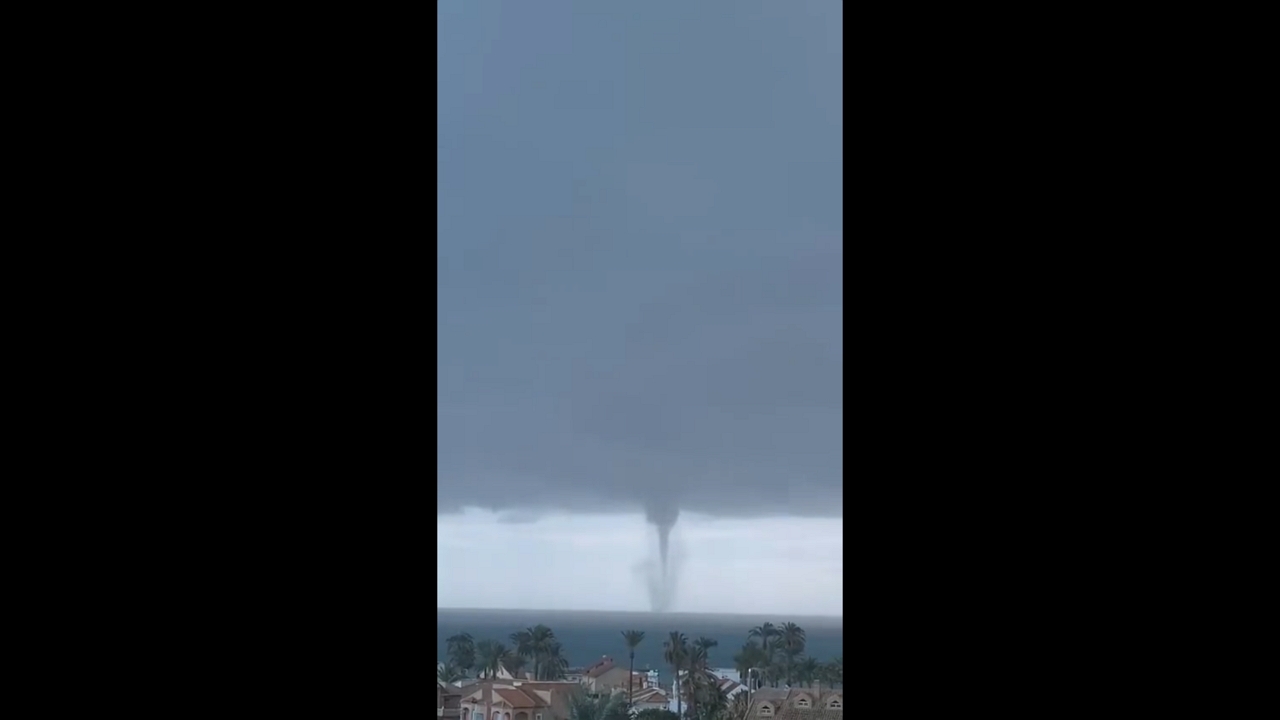 Rare multiple waterspouts hit Puerto de Mazarrón, Murcia, Spain