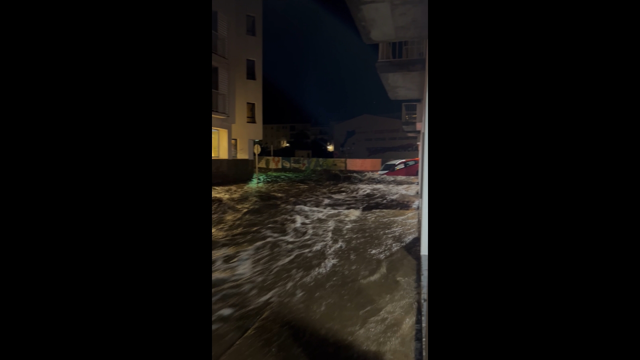 Floodwaters sweep through Cadaqués after heavy rain in Girona, Spain