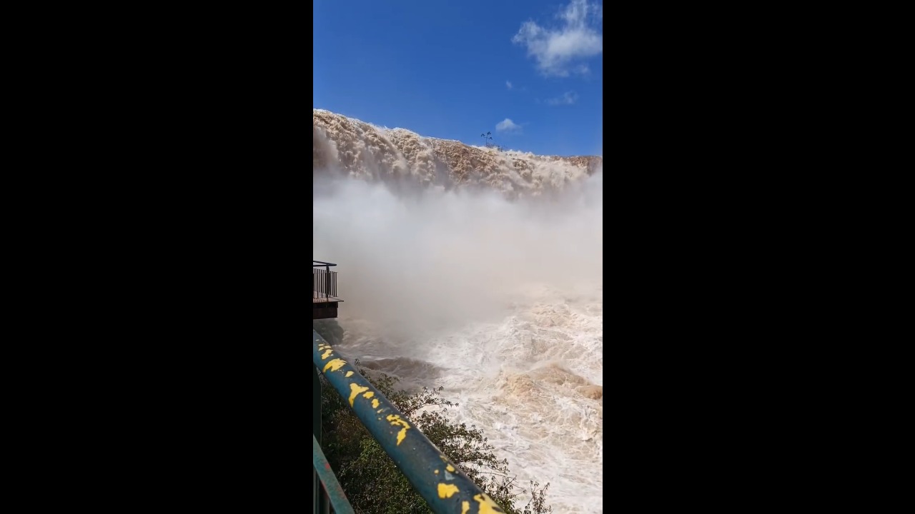 Iguazu Falls transforms into a roaring torrent as water flow reaches historic levels in Brazil