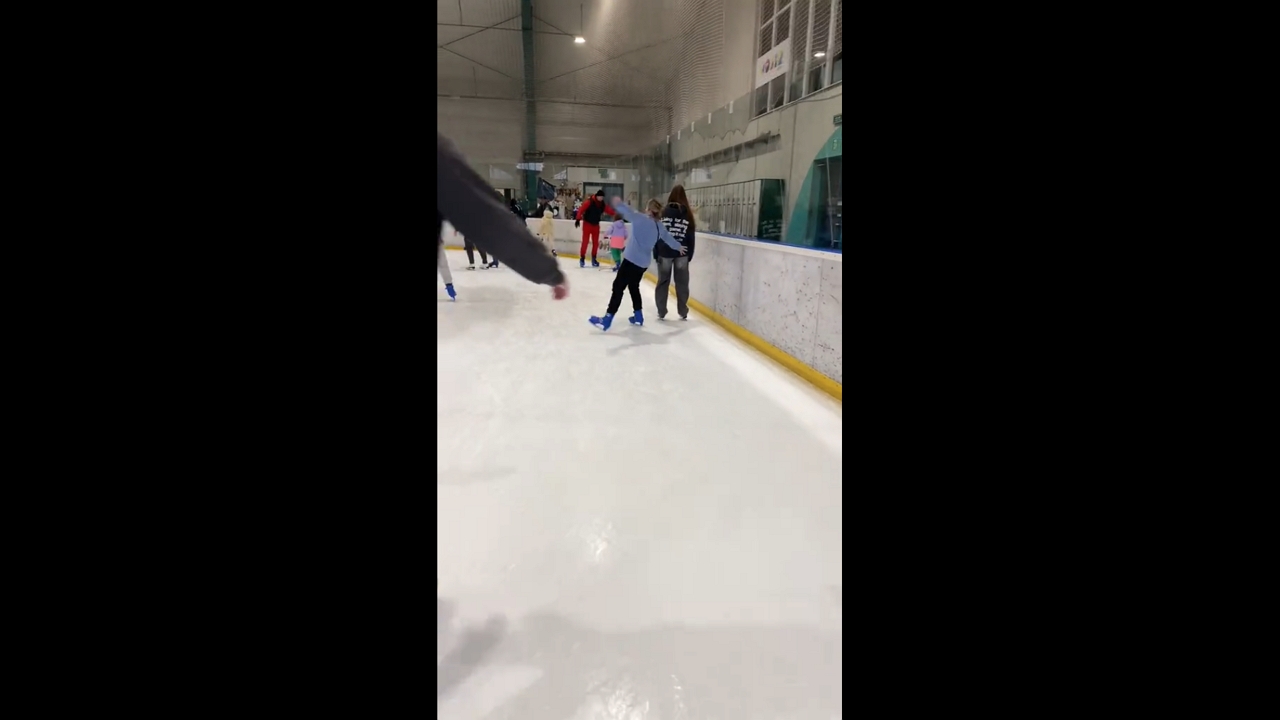 Ice skating slip captured in Łódź, Poland