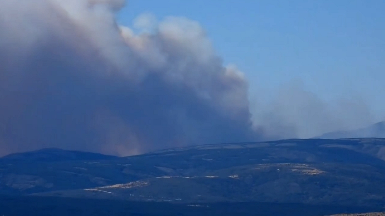 Forest fire continues to burn after lightning strike in Peñalba de la Sierra, Spain