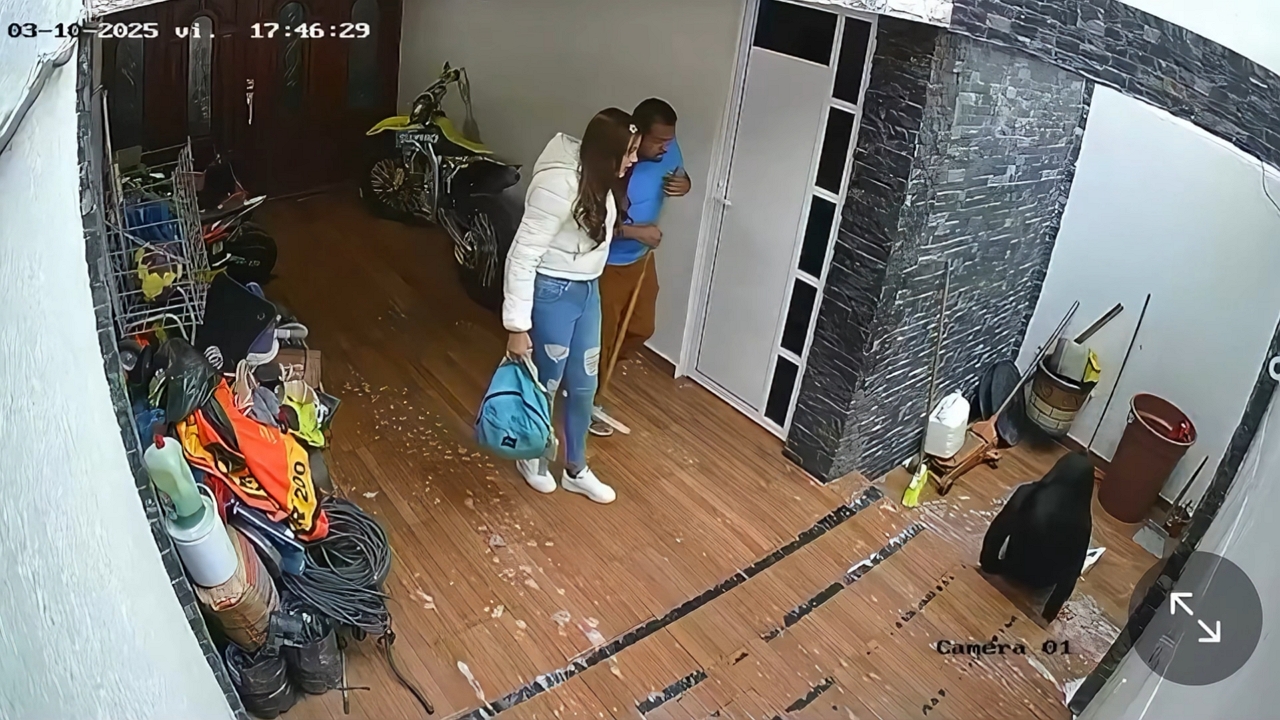 Woman slips on freshly cleaned floor after rushing out in Chimalhuacán, Mexico
