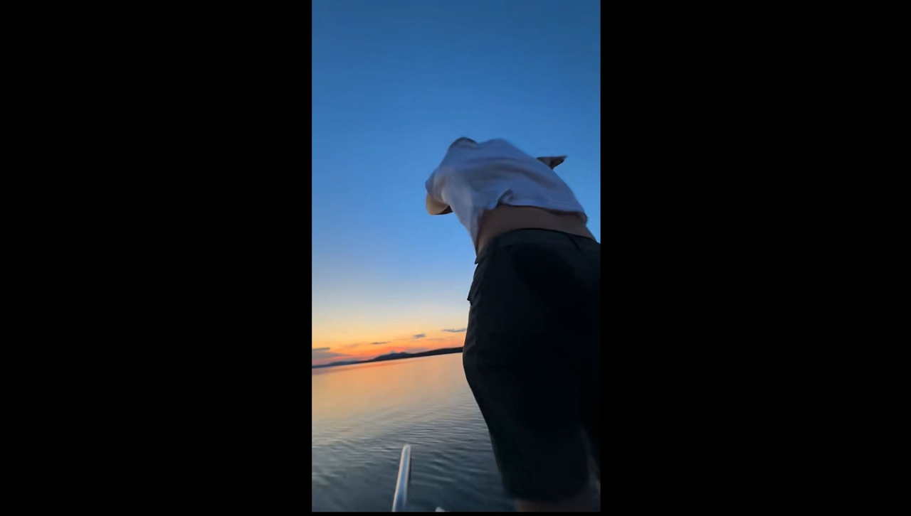 Man falls into water while dancing on moving boat in Strömsund, Sweden