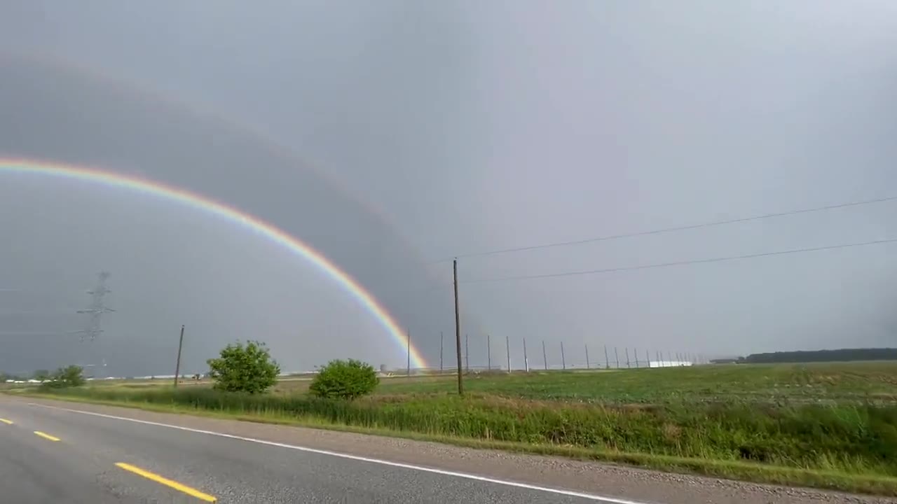 Chasing the elements: spectacular double rainbow enchants Ontario's skies
