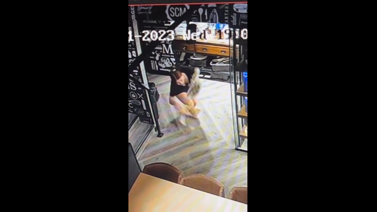 Close call: worker's near-death slip on wet floor caught on camera