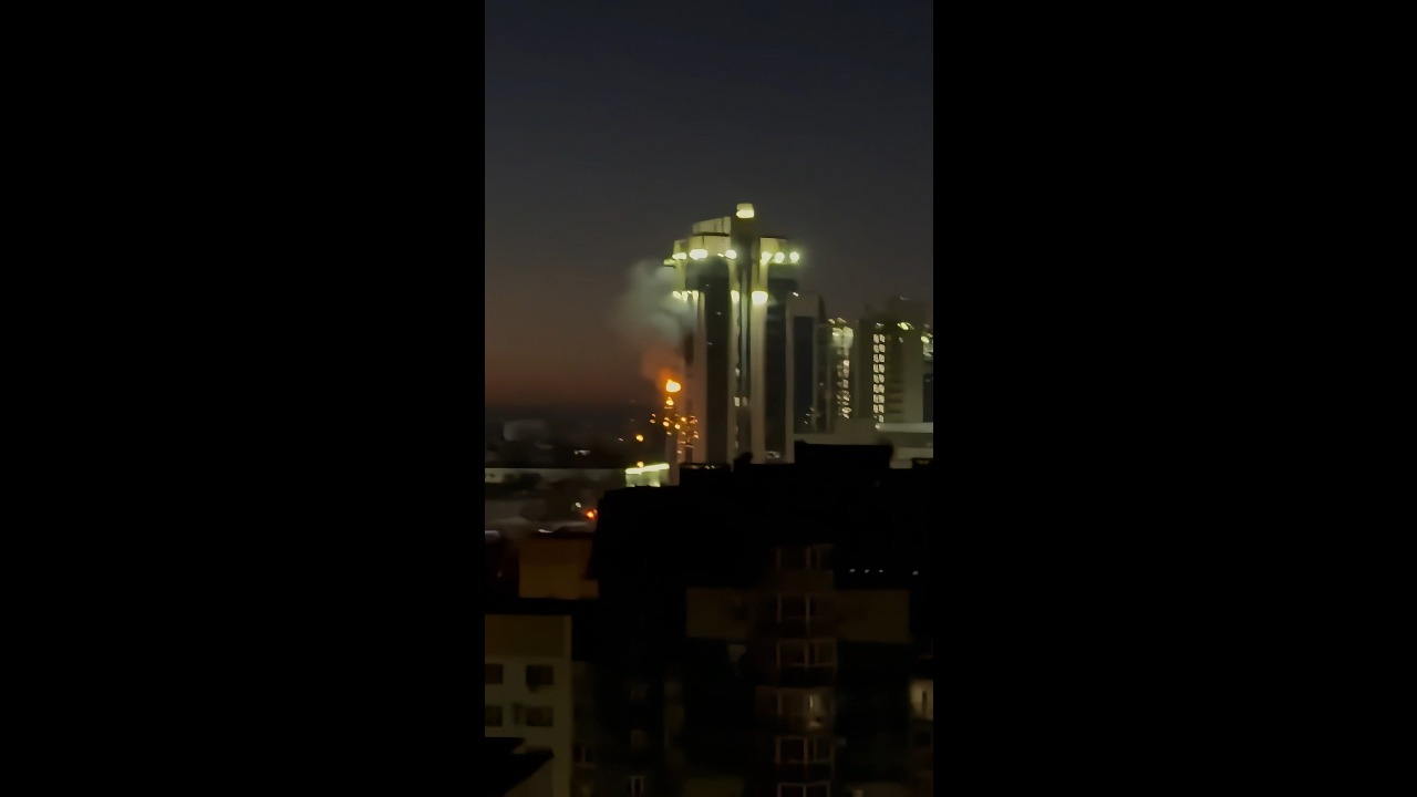 Drone attack sparks fire at high-rise building in Voronezh, Russia