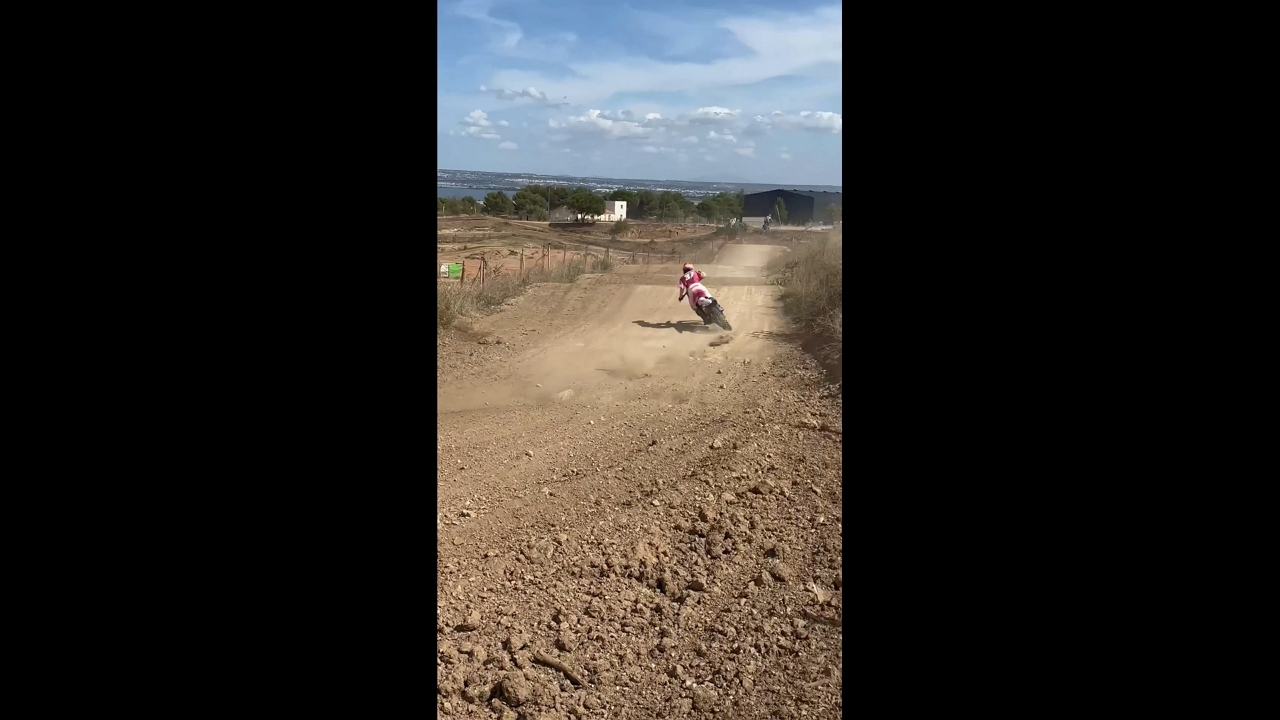 Motocross rider takes awkward landing and crashes in Châteauneuf-les-Martigues, France