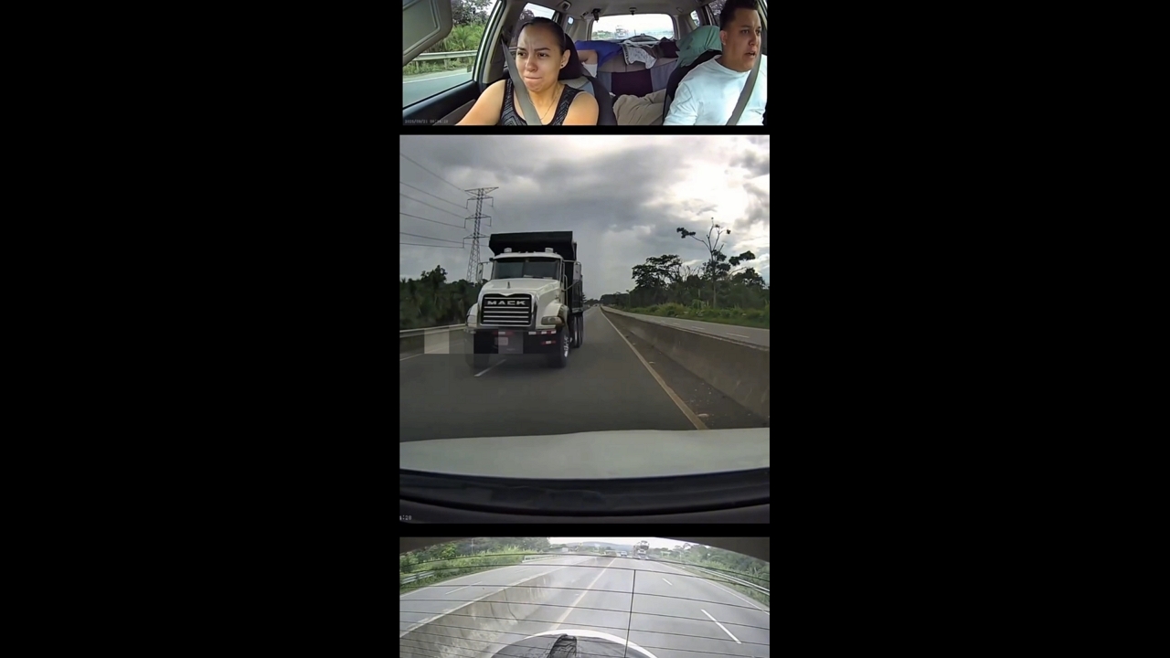 Close call with oncoming truck in Limón, Costa Rica