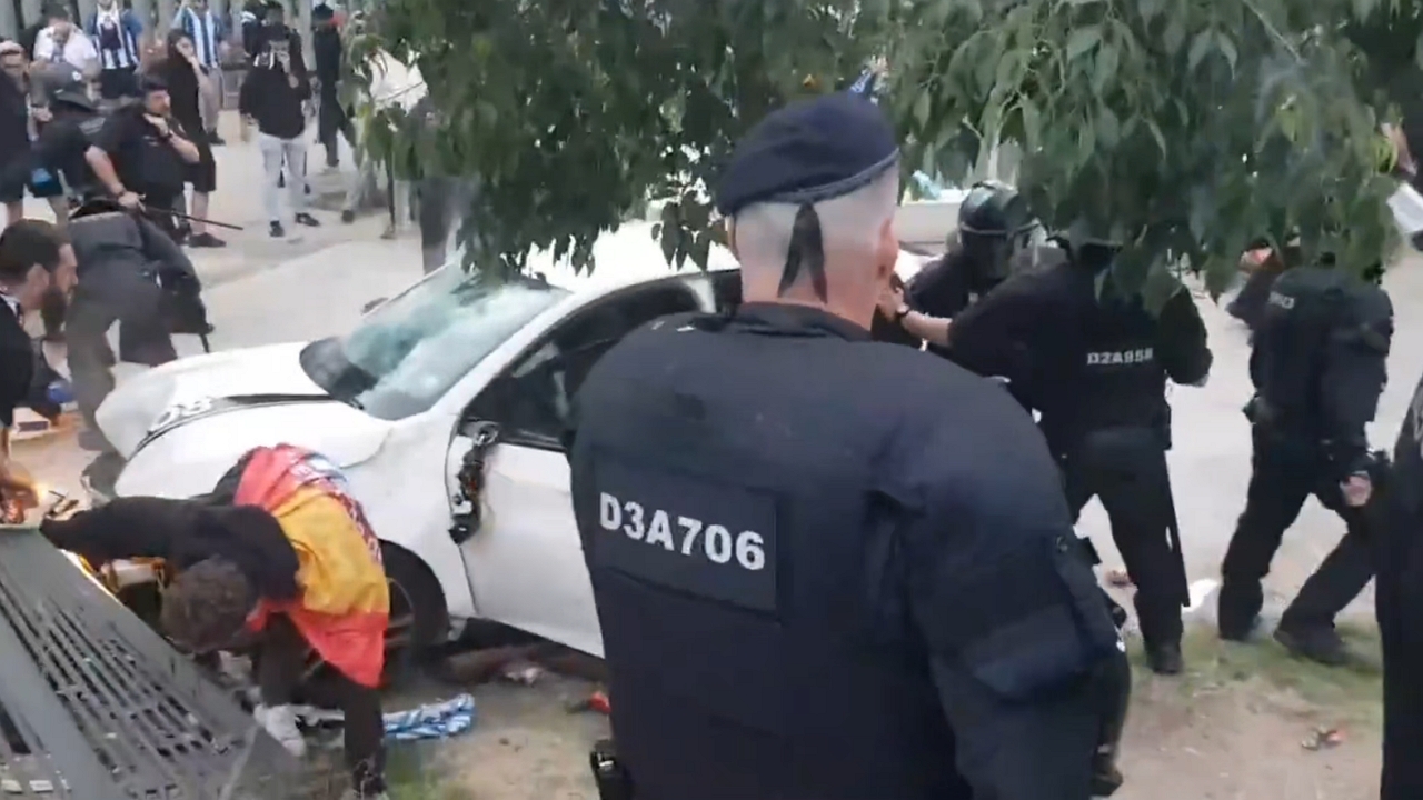 Car plows into crowd amid chaos outside RCDE Stadium in Cornellà de Llobregat, Spain