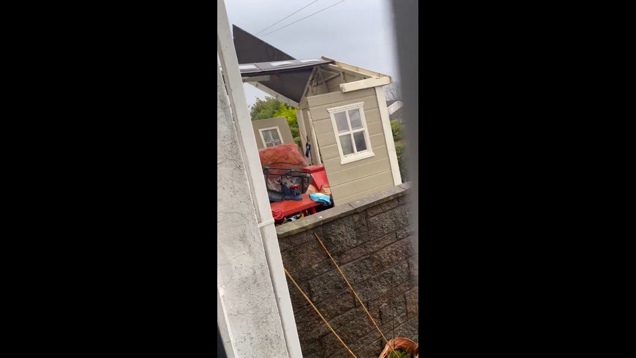 Storm Éowyn wreaks havoc as shed destroyed in Glasgow, Scotland, UK