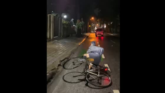 Bicycle fall caught on camera in Bandung City, Indonesia