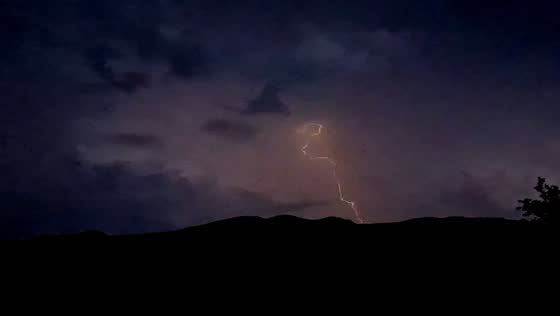 Severe thunderstorm lights up Mount Canigou in Clara-Villerach, France