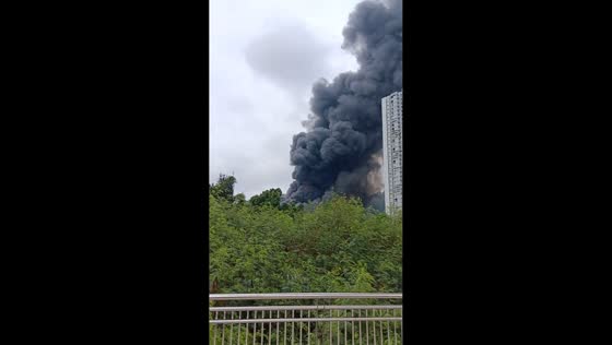 Fire breaks out near West Railway Station in Chongqing, China