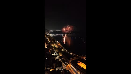 Spectacular Saint Matthew fireworks illuminate the waterfront in Salerno, Italy