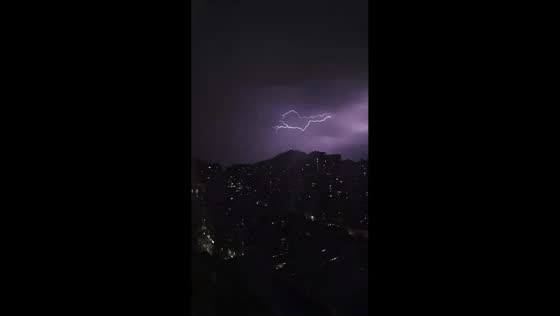 Powerful lightning branches across stormy sky over Santiago, Chile