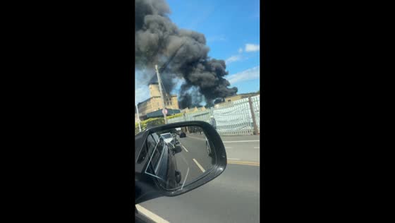 Massive black smoke rises from building fire in Thornton, Bradford, UK