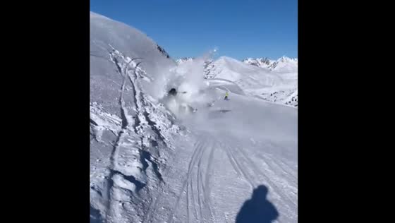 Person falls while skiing in La Plagne-Tarentaise, France
