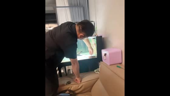 Man gets splashed while trying to touch electric eel in aquarium in Guangxi, China