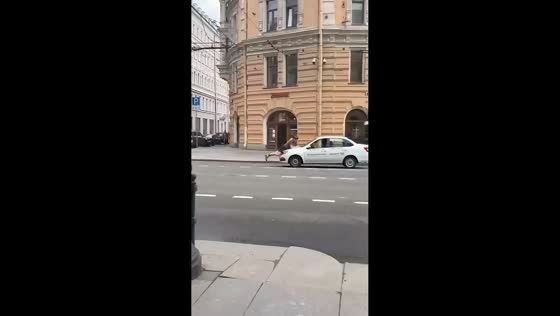 Cyclist dragged across car hood after collision in St. Petersburg, Russia