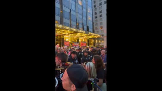 Rabbis and activists arrested during Gaza protest outside Trump Hotel in New York, USA