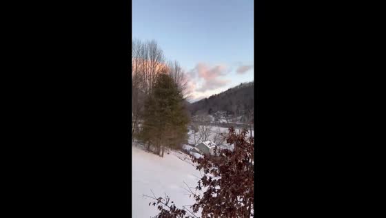 Fresh snowfall blankets mountains in Valle Crucis, North Carolina, USA