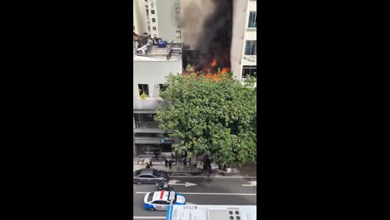 Fire breaks out in commercial building in Copacabana, Rio de Janeiro, Brazil