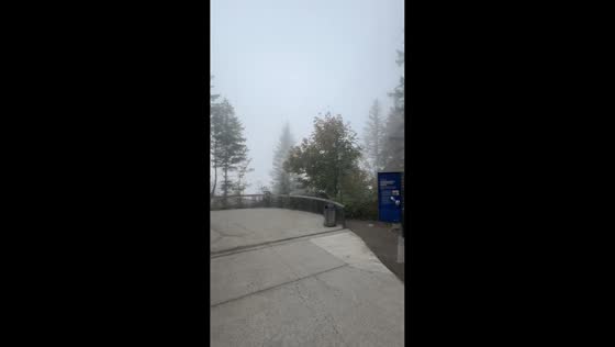 Dense fog completely hides Snoqualmie Falls in Washington, USA