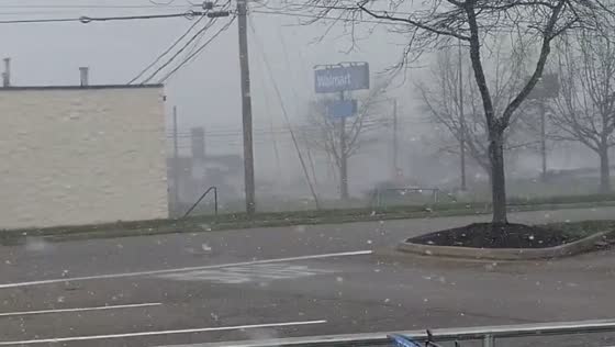 Sudden snow squall brings intense snowfall and strong winds to Nicholasville, Kentucky, USA,