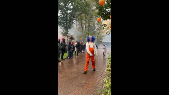 Scare actors perform a spooky Monster Walk at Halloween Nights in Hodenhagen, Germany