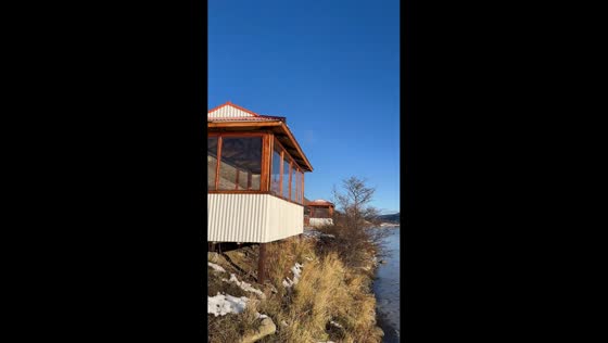 Man falls through ice on frozen lake in Puerto Natales, Chile