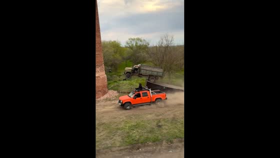 Man jumps from moving truck before it crashes into brick structure in Rostov-on-Don, Russia
