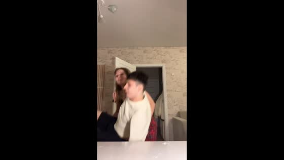 Couple loses balance and falls humorously in Chelyabinsk, Russia