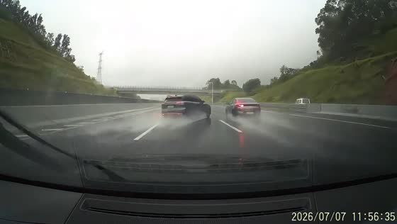 SUV loses control on wet road and collides with car in Guangdong, China