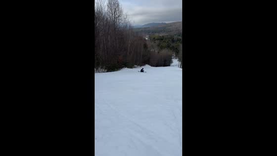 Skier’s backflip attempt ends in tumble on snowy slope in Great Barrington, Massachusetts, USA