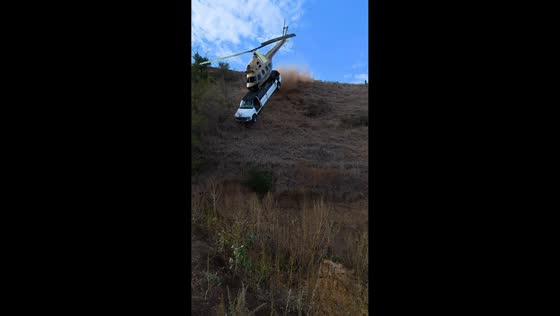 Helicopter mounted on limousine flips during test in Rostov-on-Don, Russia