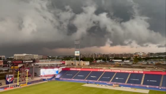 Stormy skies with rain in Frisco, Texas, USA