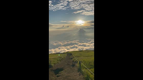 Scenic view of Mount Sumbing touching the clouds in Temanggung, Central Java, Indonesia