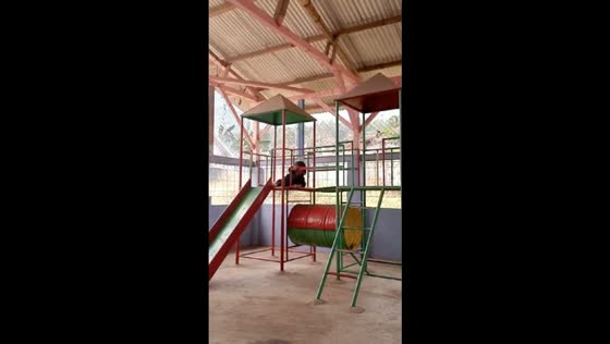 Little sister's adventure takes an unexpected turn as she falls on the slide in Garut, Indonesia