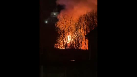 Massive fire engulfs industrial site in Bolton, England, UK
