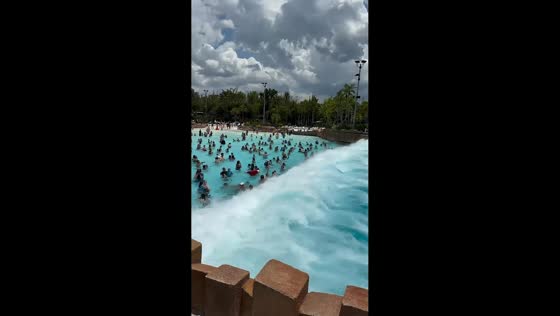 Guests enjoy legendary wave pool at Disney's Typhoon Lagoon in Orlando, USA