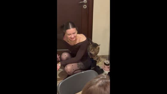 Giant gentle cat charms woman with affectionate behavior in Minsk, Belarus