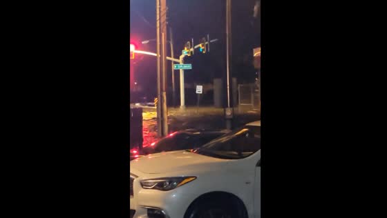 Flooding on W Esplanade Ave in Louisiana after Hurricane Francine Hits